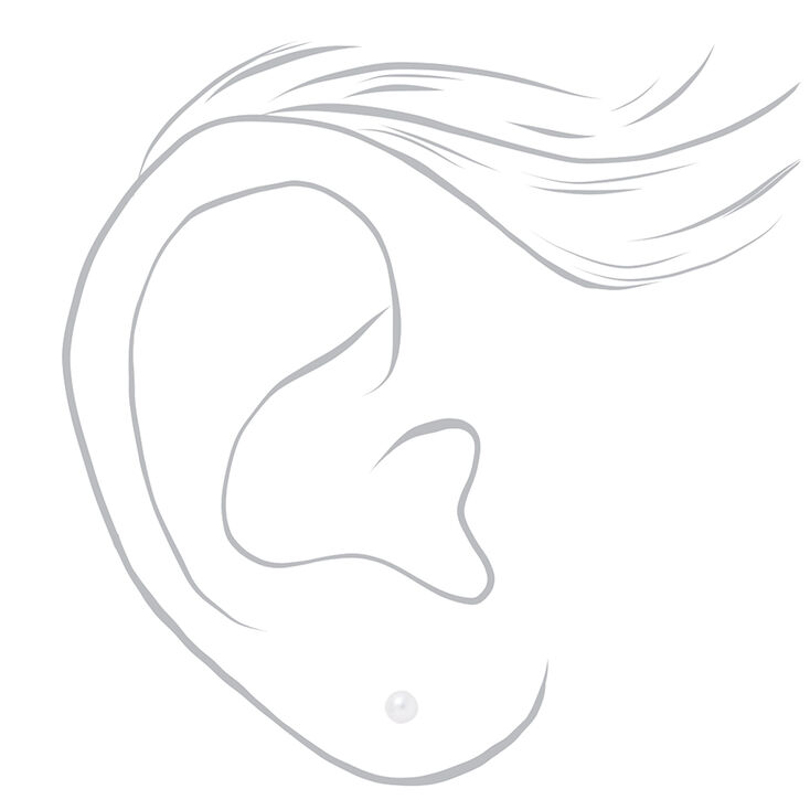 14kt White Gold Pearl Studs Baby Ear Piercing Kit with Ear Care Solution,