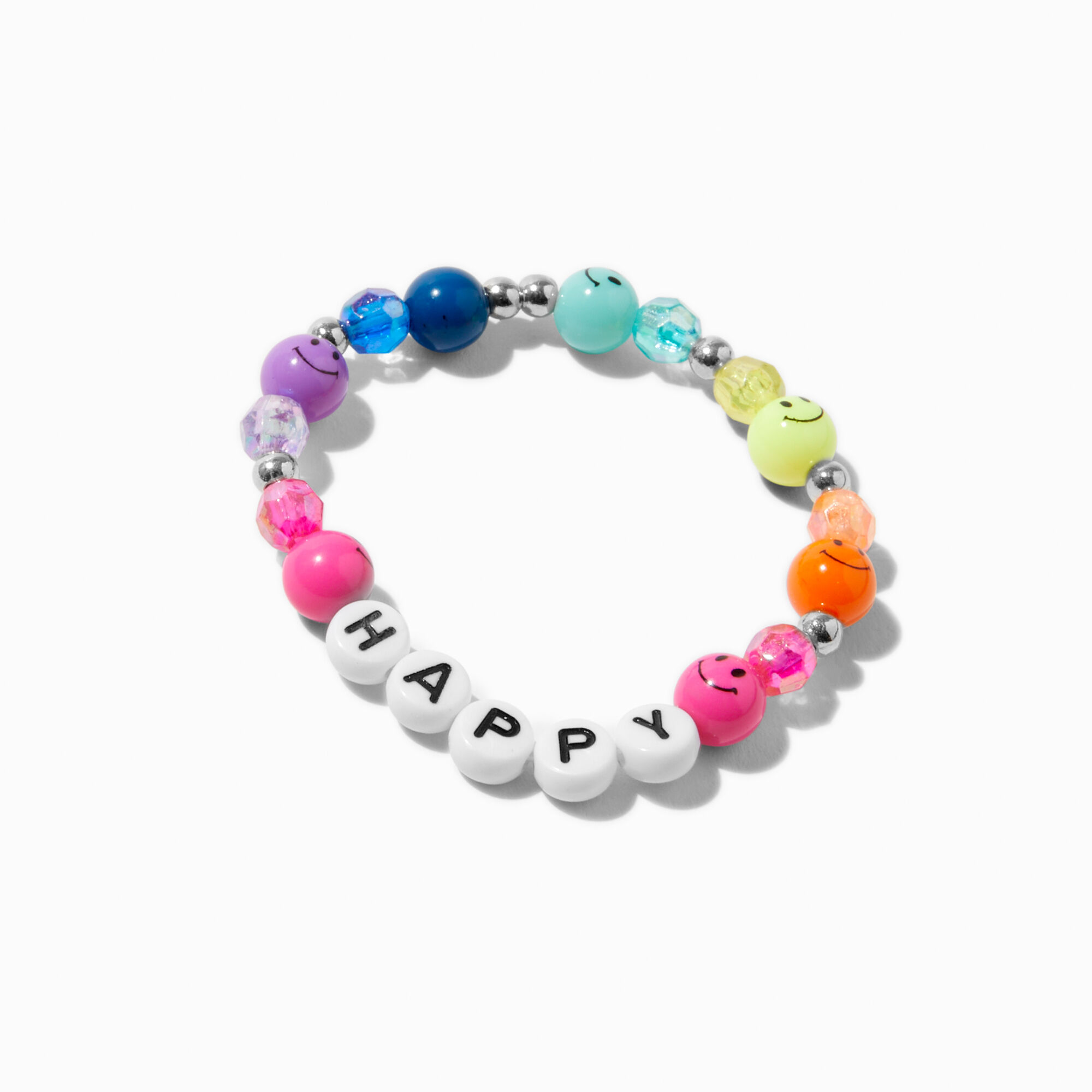 Parure de bijoux perlés et élastiques arc-en-ciel joyeux Claire’s Club - Lot de 2,