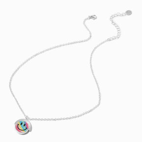 Rainbow Happy Face Spinner Pendant Necklace ,