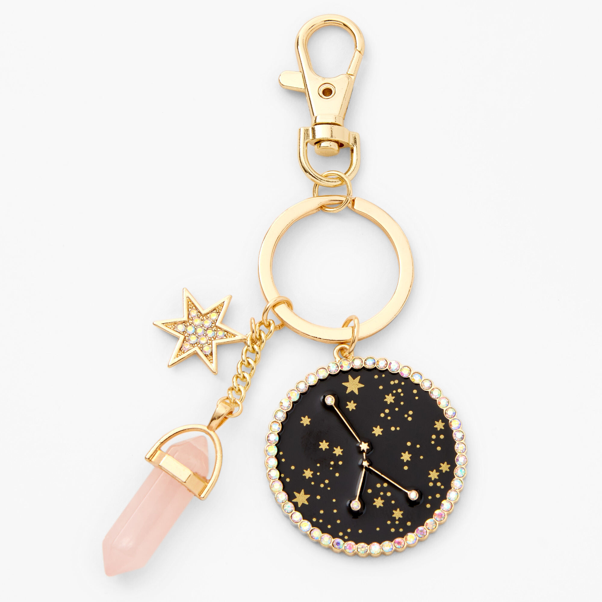 Gold Mystical Gem Zodiac Keyring Cancer