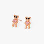18kt Rose Gold Plated Crystal Teddy Bear Stud Earrings,