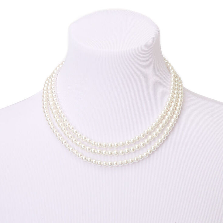 Collier multi-rangs en perles d&#39;imitation,