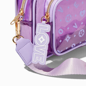Status Icons Purple See Through Camera Style Crossbody Bag,