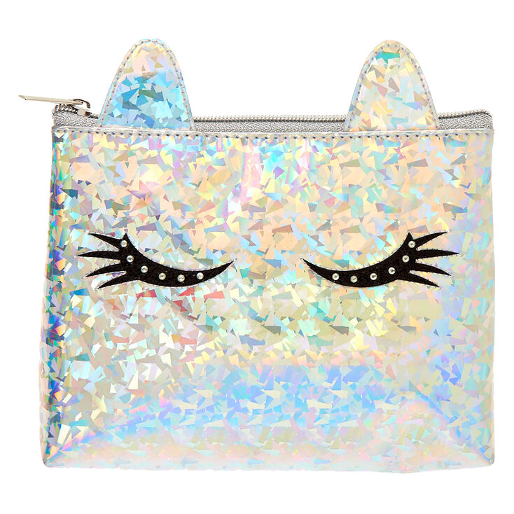 Holographic Unicorn Eyelashes Makeup Bag - Silver,