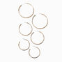 Gold-tone Graduated Hammered Hoop Earrings - 3 Pack,
