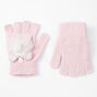 Glitter Unicorn Fingerless Gloves With Mitten Flap - Pink,