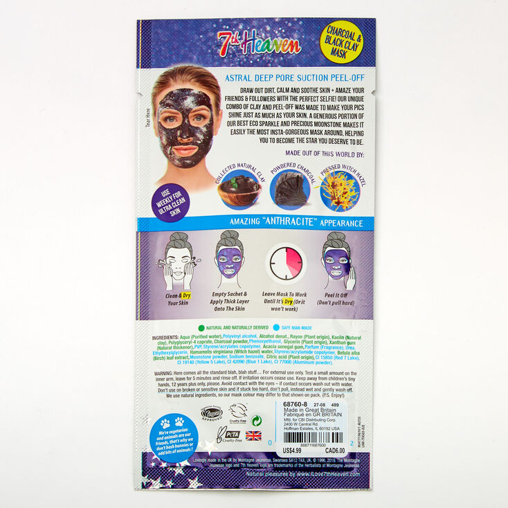 Masque peel-off anthracite nettoyage des pores en profondeur 7th Heaven,