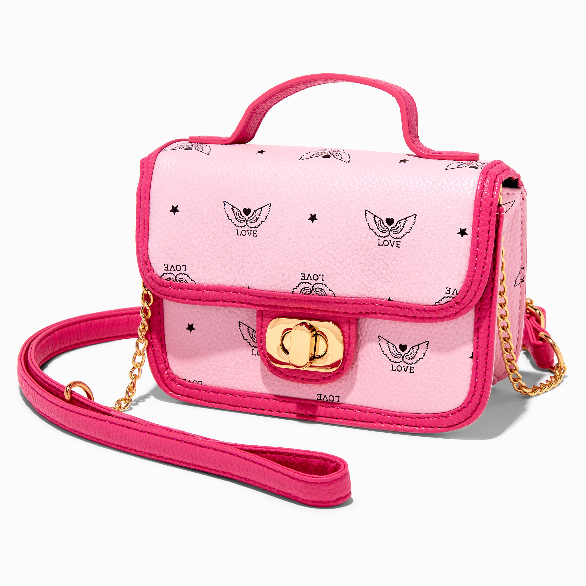 View Claires Love Angel Wings Crossbody Bag Pink information
