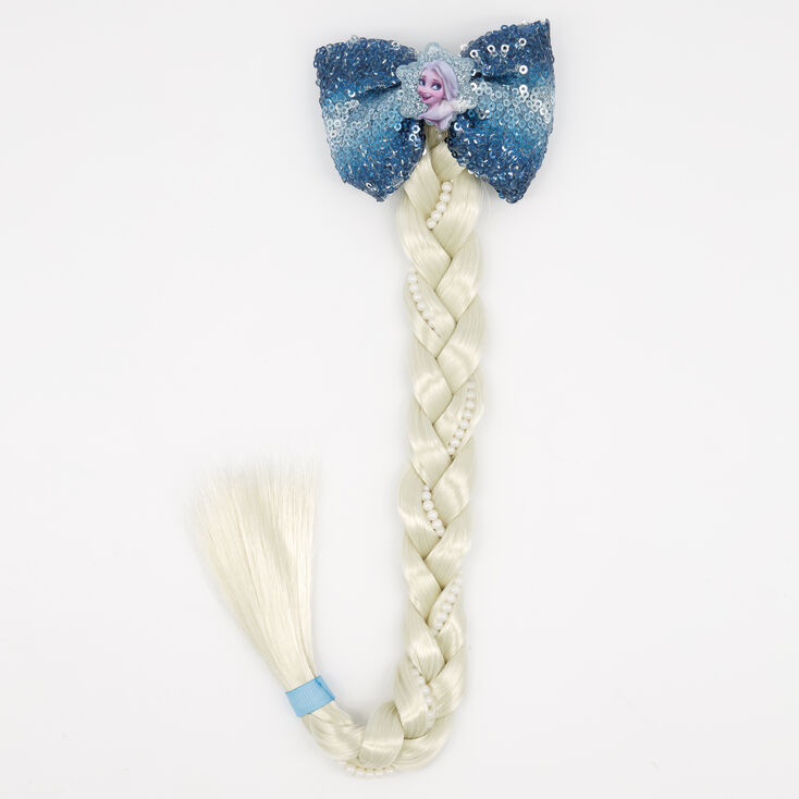 Barrette &agrave; n&oelig;ud &agrave; sequins et fausse tresse Elsa La Reine des Neiges&nbsp;Disney - Bleu,