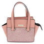 Mini sac &agrave; bandouli&egrave;re style cartable rose &agrave; paillettes,