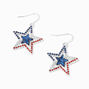 Red, White, &amp; Blue Embellished Star Outline 1&quot; Drop Earrings,