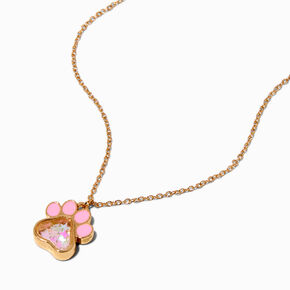 Pink Paw Shaker Pendant Necklace,