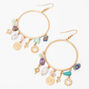 Stone &amp; Charms 2&quot; Gold Hoop Earrings,