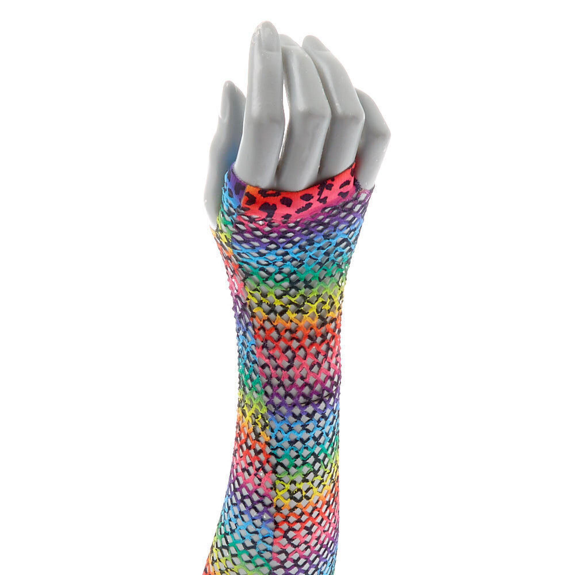 Rainbow Leopard Print Fishnet Arm Warmers | Claire's US