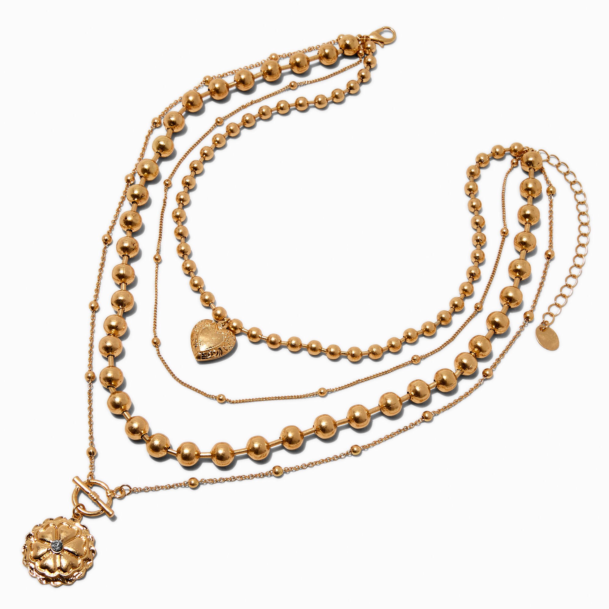 Gold-tone Four Layer Multi-Strand Necklace,