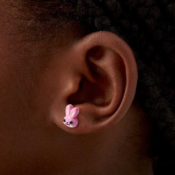 Clous d&#39;oreilles lapins roses,