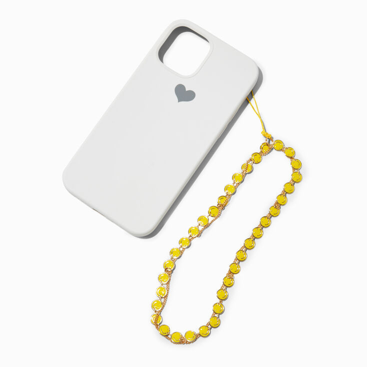 Enamel Happy Face Chain Phone Wrist Strap,