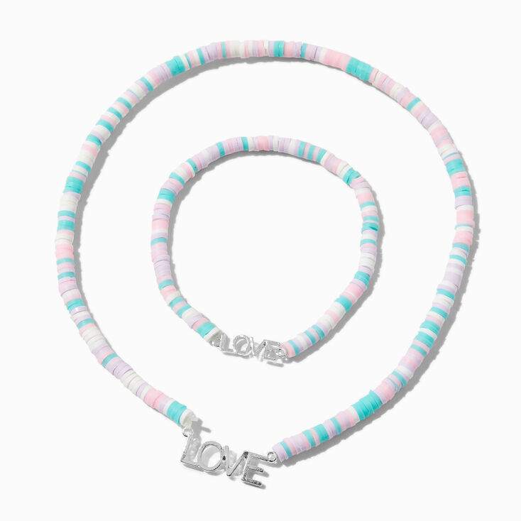 Parure de bijoux perl&eacute;s p&acirc;te fimo pastel &laquo;&nbsp;Love&nbsp;&raquo; Claire&#39;s&nbsp;Club - Lot de 2,