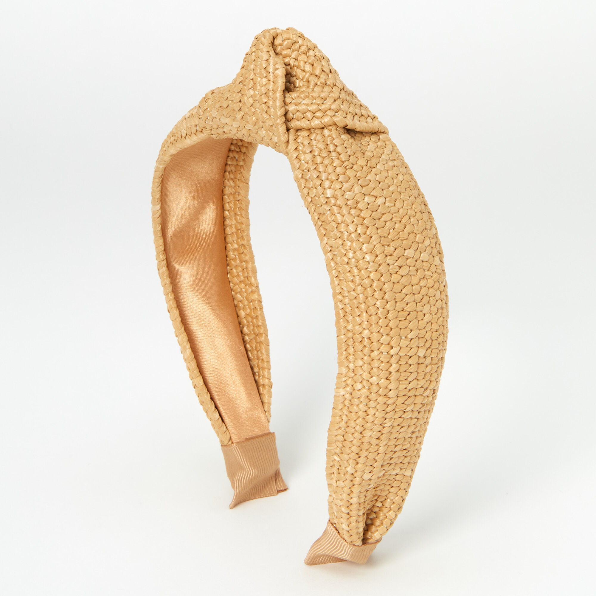 Natural Tan Raffia Knotted Headband,