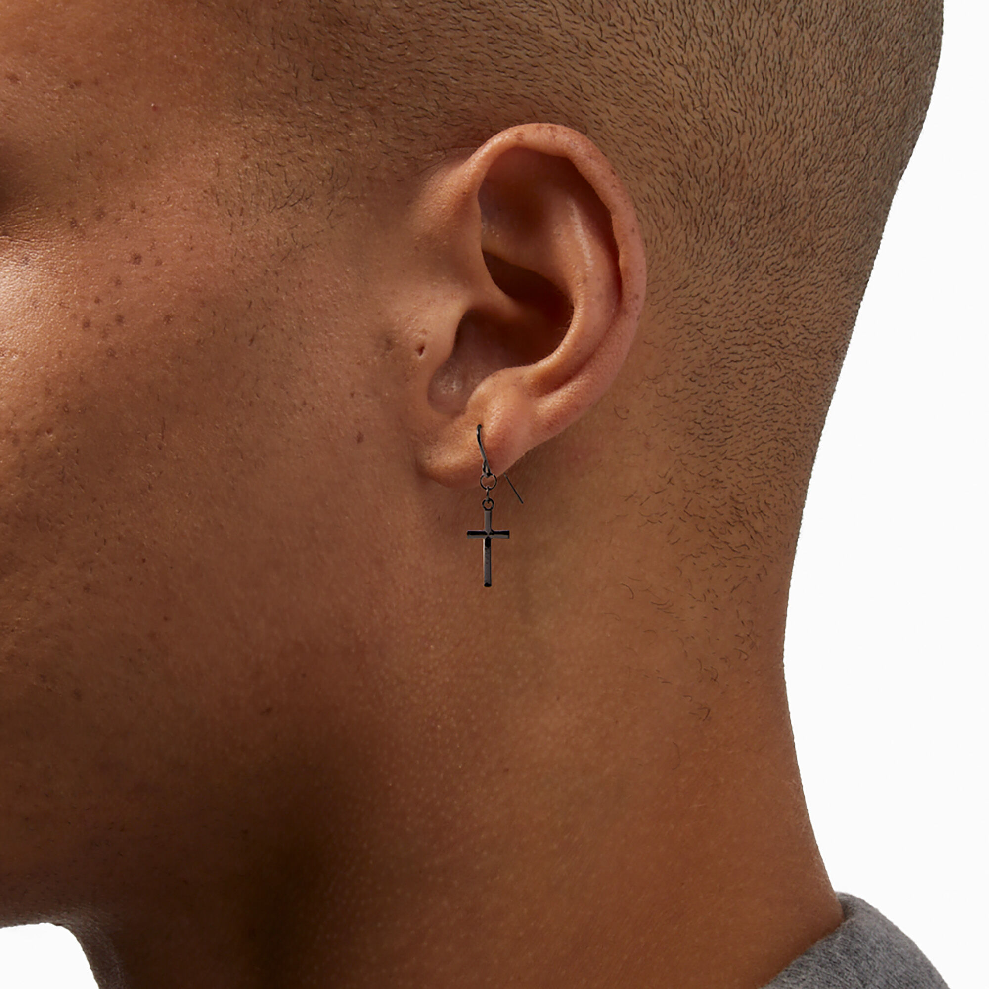 Black Cross 0.5" Drop Earrings,