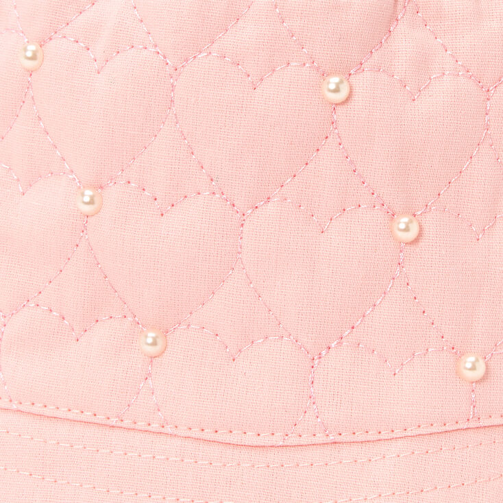 Pink Pearl Quilted Heart Bucket Hat,