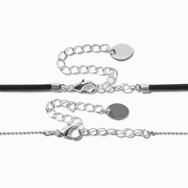 White Butterfly Pendant Silver Chain Choker Necklace - 2 Pack,