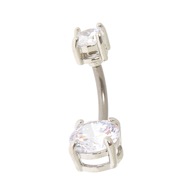 Piercing de nombril couleur titan&eacute; avec zircon cubique d&rsquo;imitation,