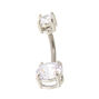 Piercing de nombril couleur titan&eacute; avec zircon cubique d&rsquo;imitation,