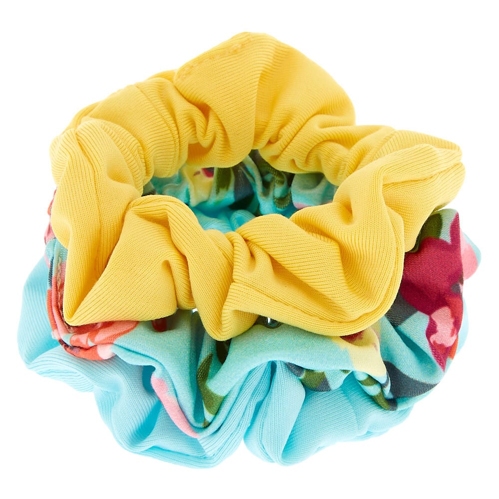 Claire's Club Small Floral Scrunchies - Mint, 3 Pack,