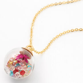 Rainbow Gem Shaker Pendant Necklace,