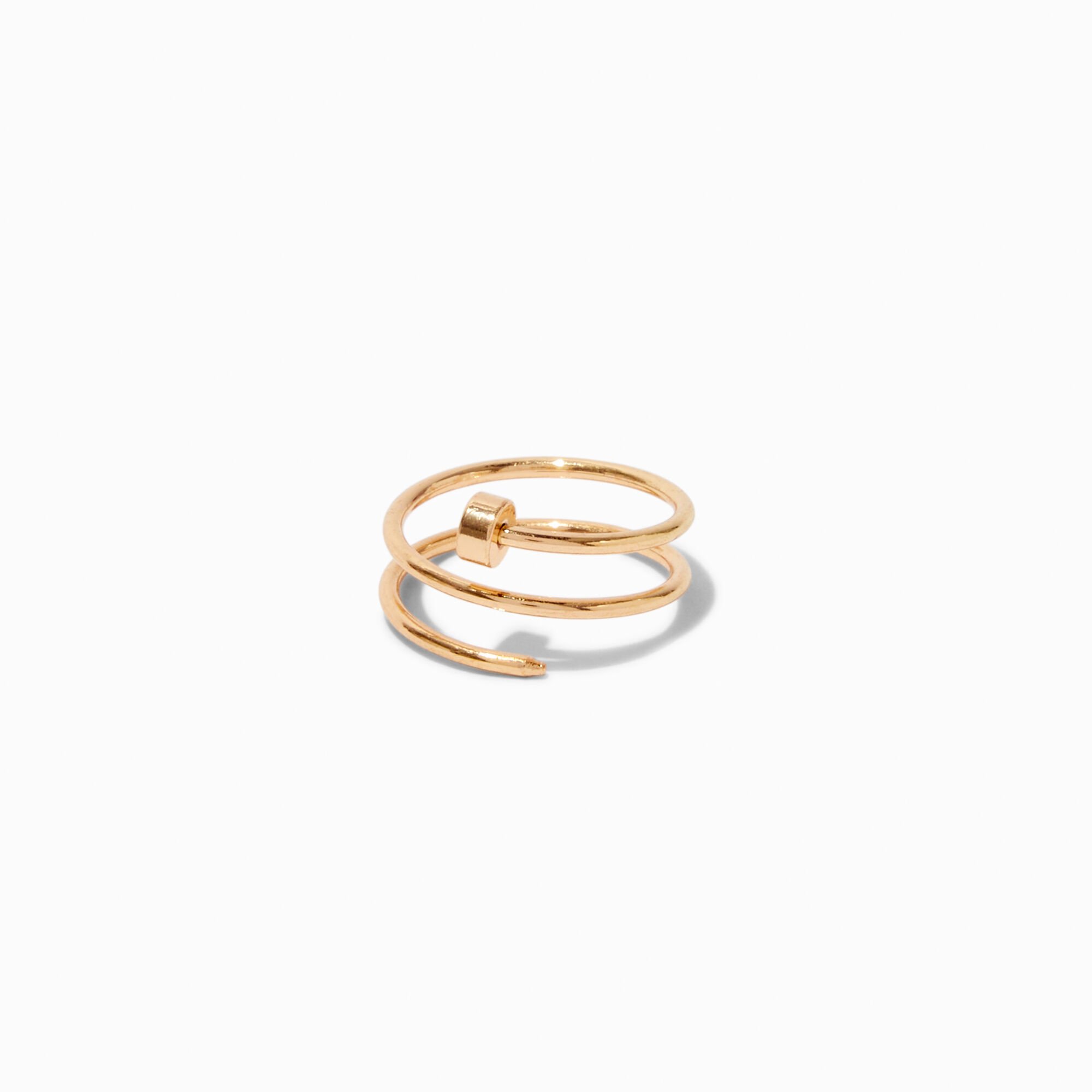Bagues ongle torsadées couleur dorée - Lot de 5,