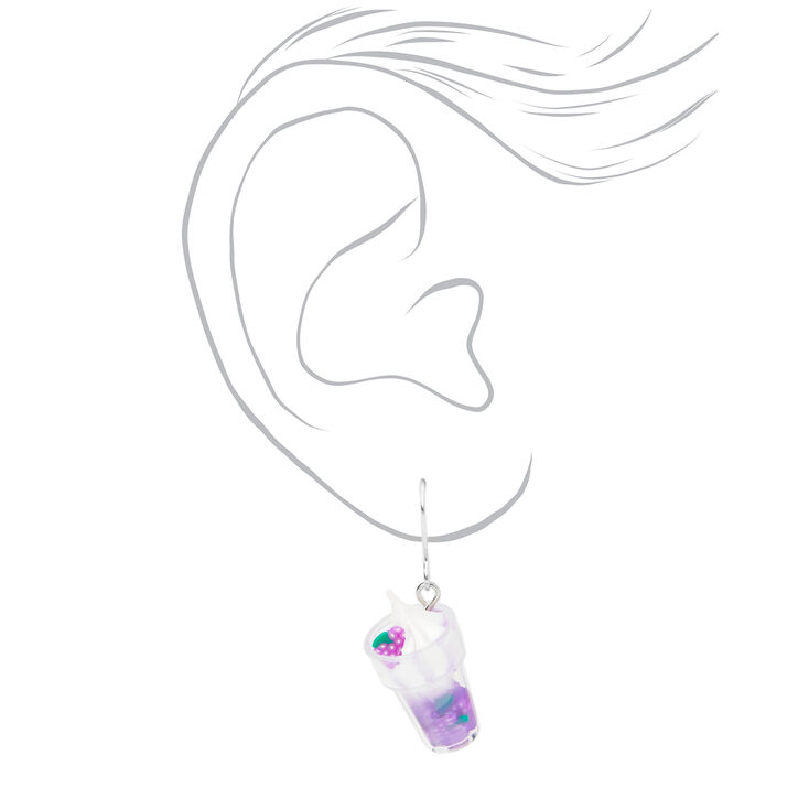 Silver 1&quot; Purple Whip Dessert Drop Earrings,