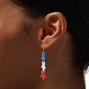 Red, White, &amp; Blue Triple Star Glitter Acrylic 1.5&quot; Drop Earrings,