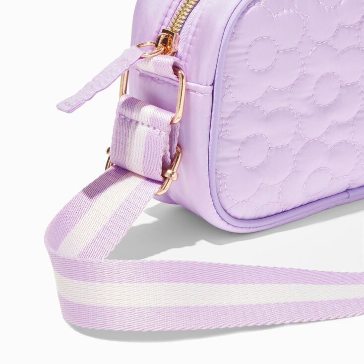 Claire&#39;s Club Purple Daisy Quilted Crossbody Bag,