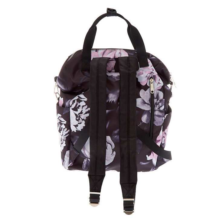 Floral Quilted Double Handle Backpack - Black | Claire's US
