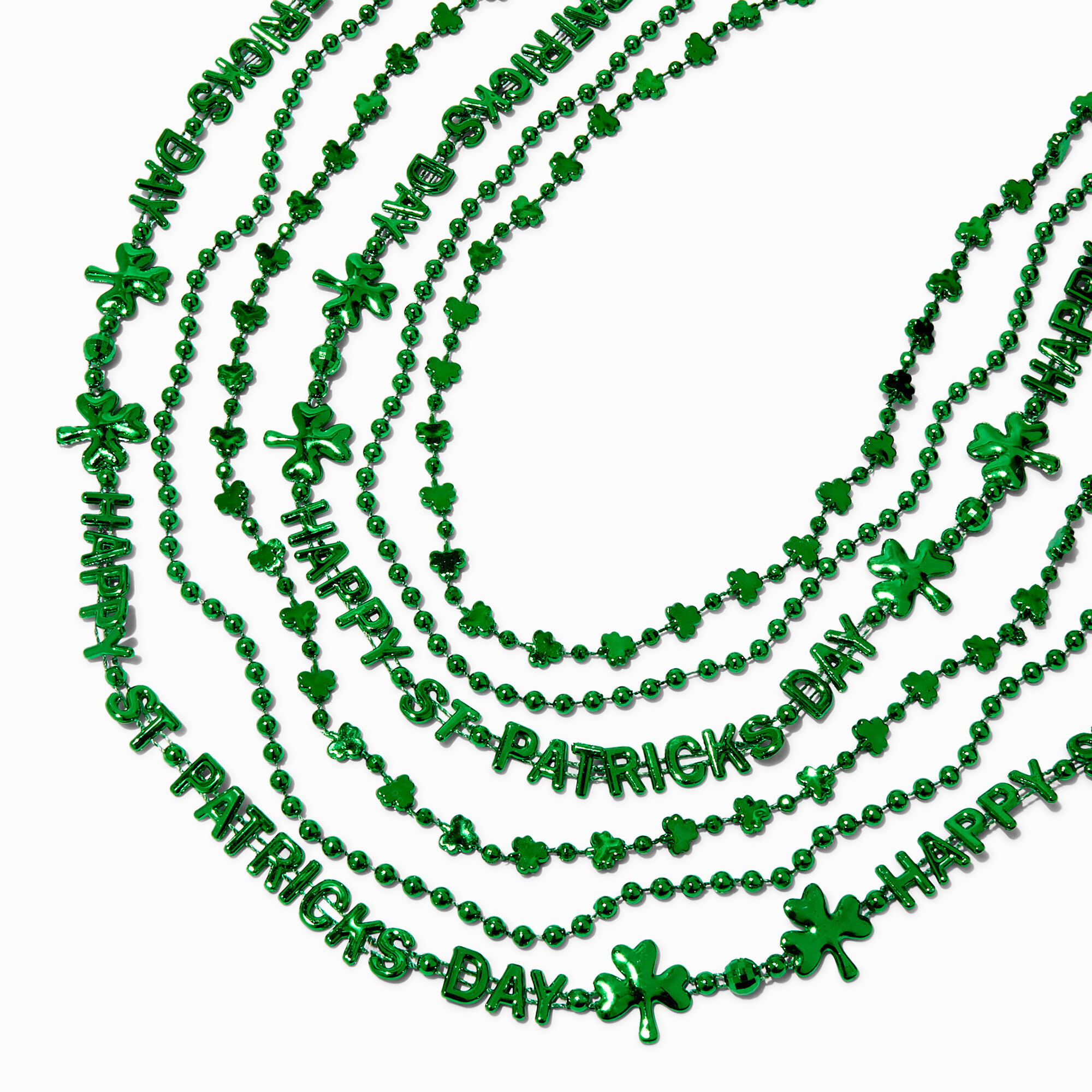 St. Patrick's Day Shamrocks Beaded Necklace Set - 6 Pack,