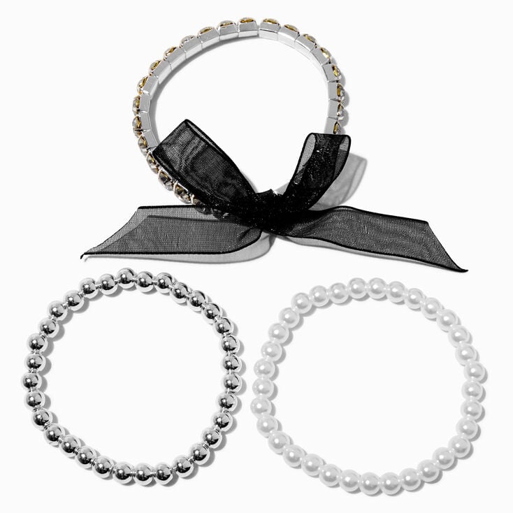Crystal & Pearl Mixed Stretch Bracelet Set - 3 Pack