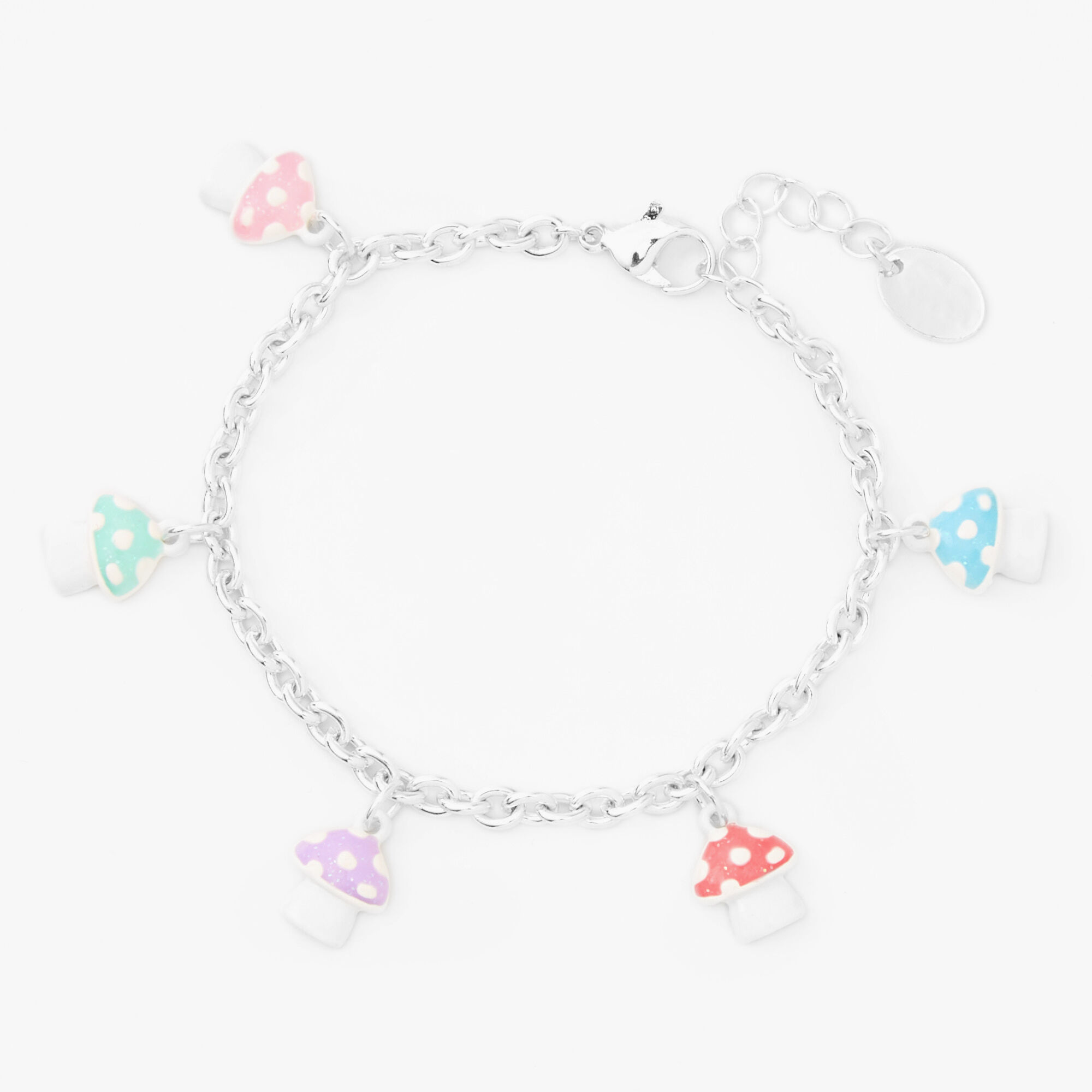 Silver Mushroom Charm Bracelet,
