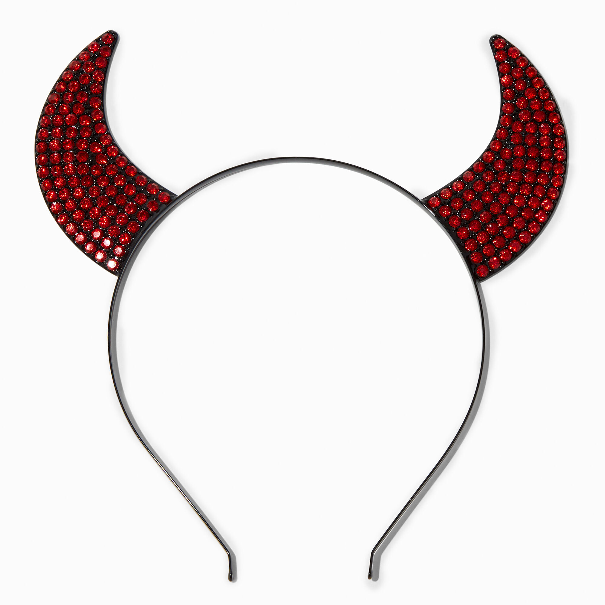 Serre-tête cornes de diable strass rouges,