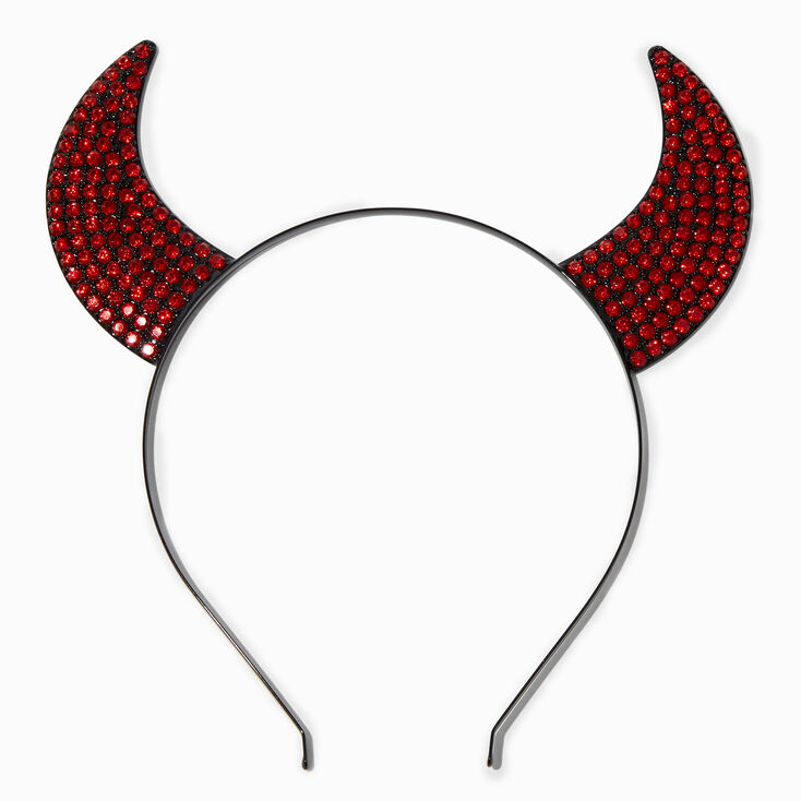 Serre-t&ecirc;te cornes de diable strass rouges,