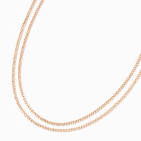 Gold-tone Curb Chain Multi-Strand Necklace,