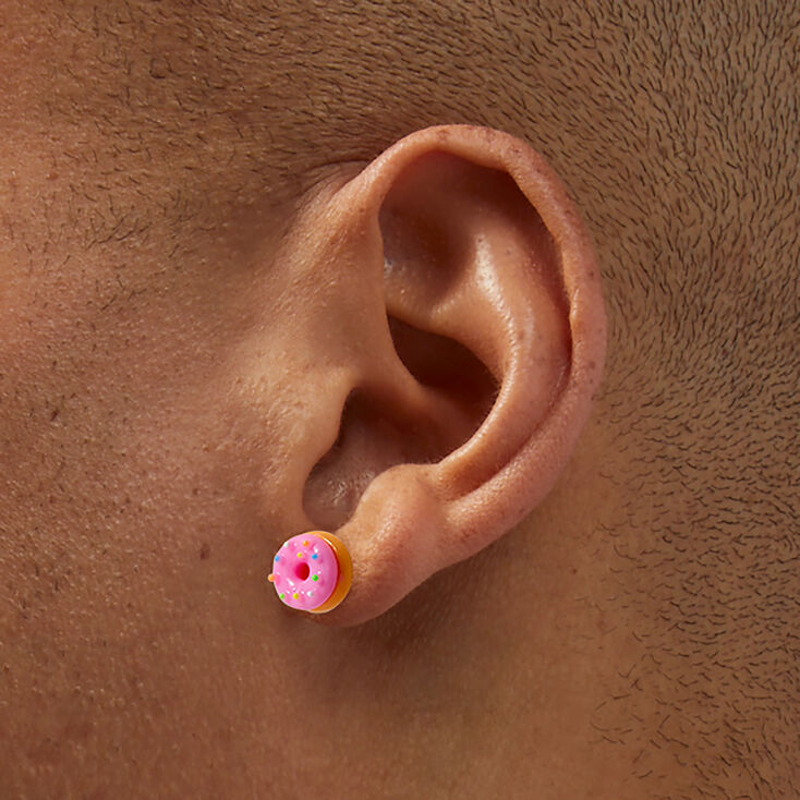 C LUXE by Claire&#39;s Sterling Silver Post Pink Sprinkles Donut Stud Earrings,