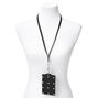 Faux Pearl Quilted Lanyard - Black,