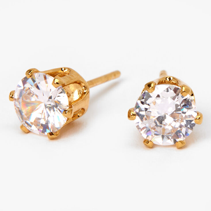 18ct Gold Plated Cubic Zirconia Cupcake Stud Earrings - 6MM,