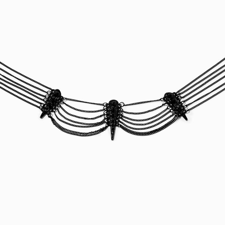 Black Spiked Multi Chain Choker Necklace | Claire's US