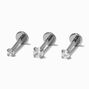 Silver 16G Cubic Zirconia Cartilage Stud Earrings - 3 Pack,