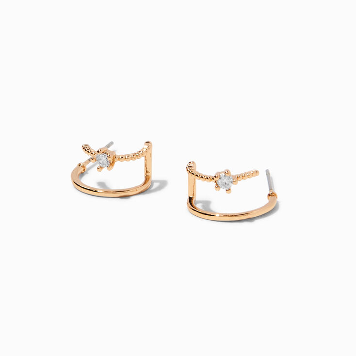 Gold Cubic Zirconia 20MM Double Hoop Earrings,