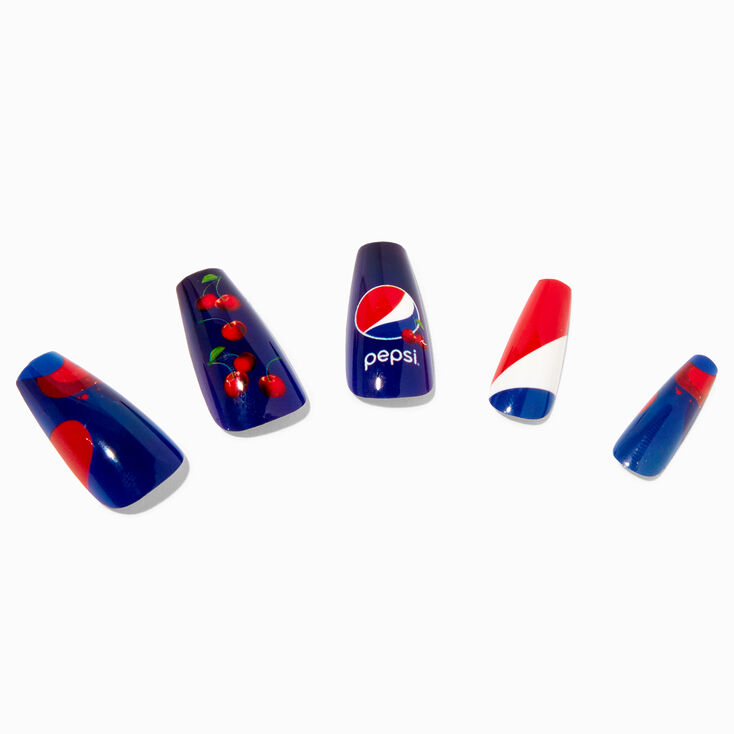 Pepsi&reg; Cherry Claire&#39;s Exclusive Squareletto Vegan Faux Nail Set - 24 Pack,