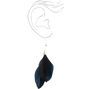 6&quot; Oversized Feather Drop Earrings - Black,