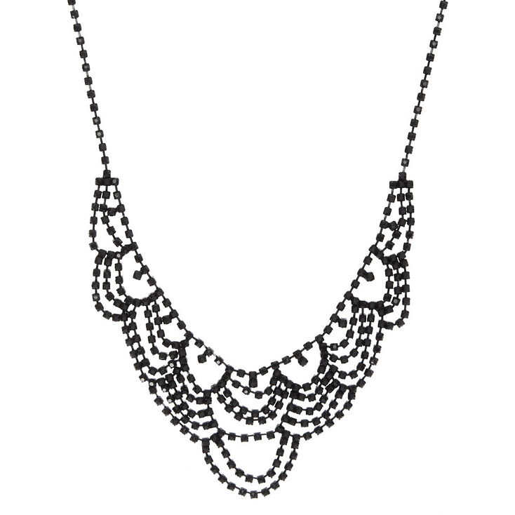 Claire's Collier de caractère recouvert de strass - Noir
